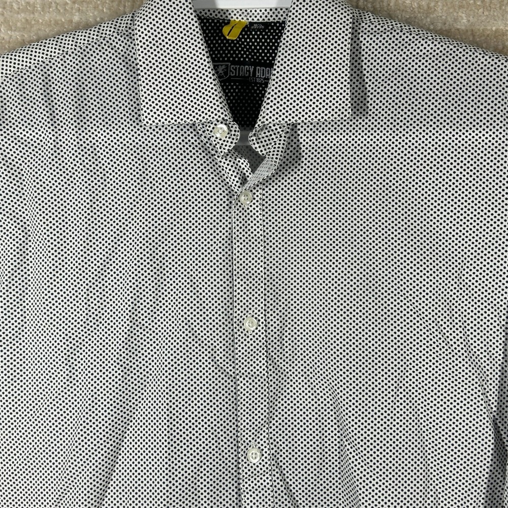 Stacy Adams Mens Indie Sleaze Polka Dot Button Down Dress Shirt White Black 16.5